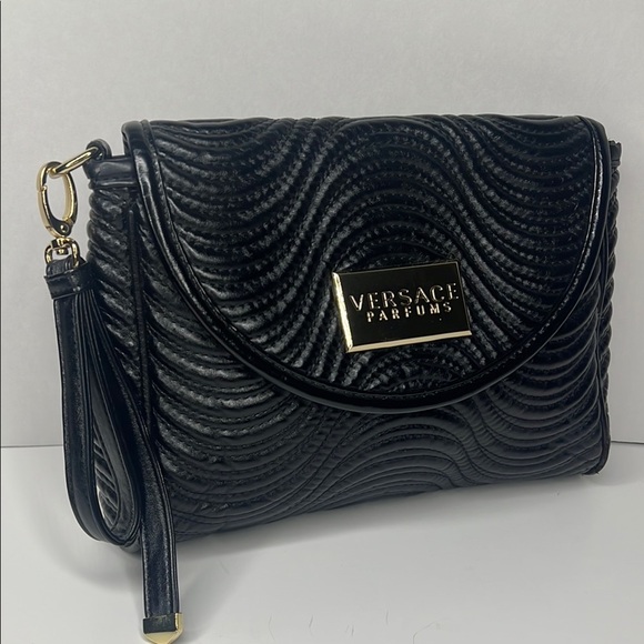Versace Parfums Large Clutch Wristlet Bag Vegan Leather - Picture 1 of 8